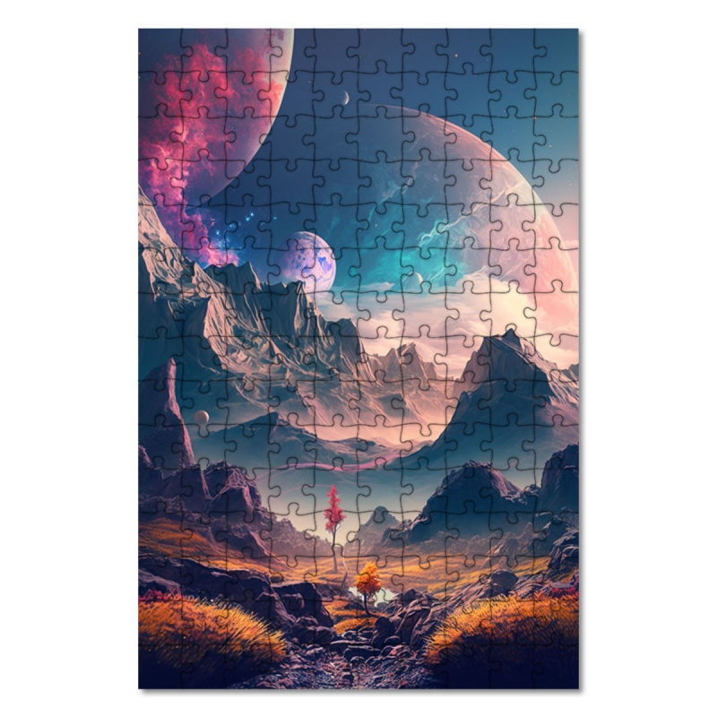 Dřevěné puzzle Fantastická vesmírná krajina