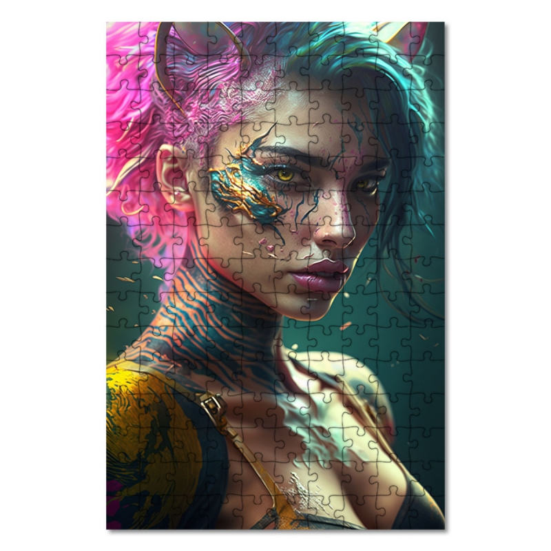 Dřevěné puzzle Dívka démon