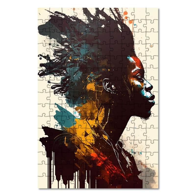 Dřevěné puzzle Moderní umění - Tvář v barvě