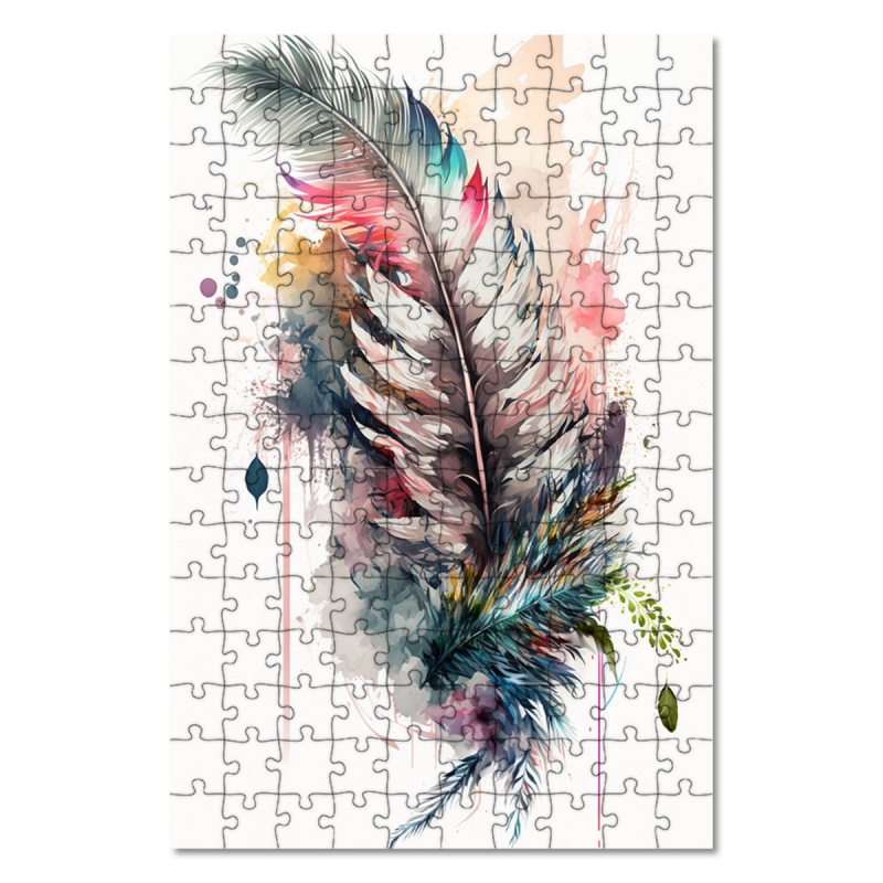 Dřevěné puzzle Koláž květin a peří 6