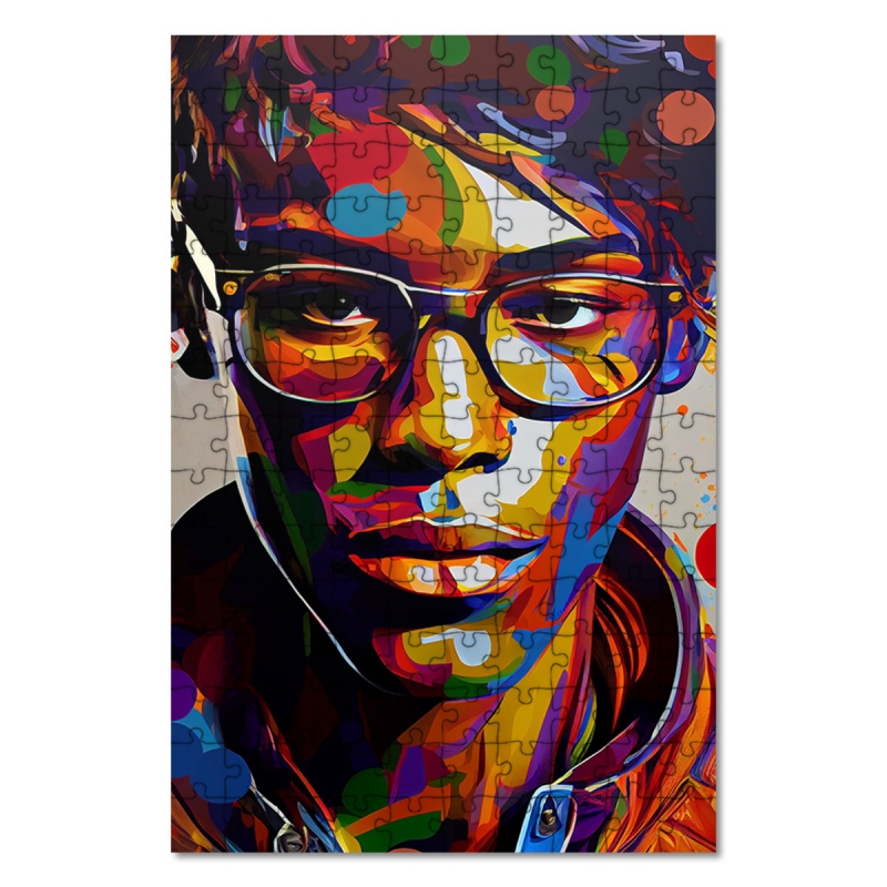 Dřevěné puzzle Moderní umění - Barevný portrét