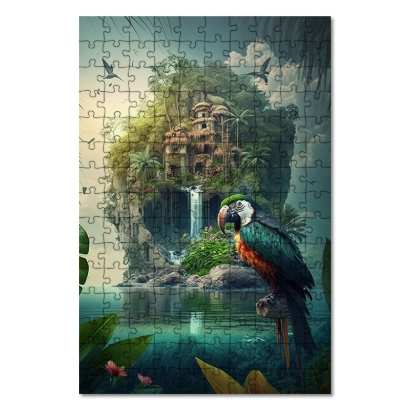 Dřevěné puzzle Dům v ráji