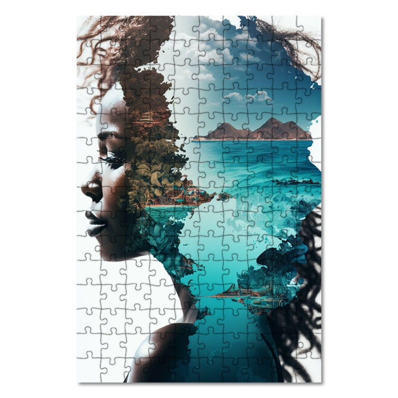 Dřevěné puzzle Myšlenkami na pláži