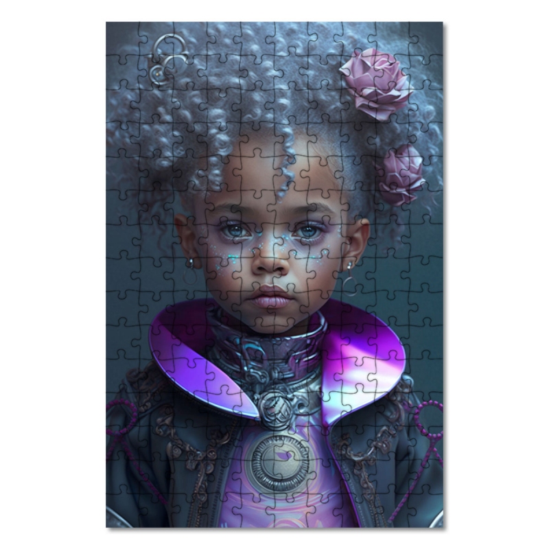 Dřevěné puzzle Dívka s modrými vlasy