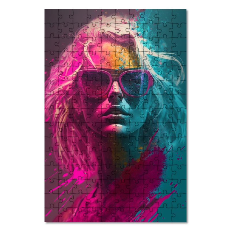 Dřevěné puzzle Dívka v barevném poprašku 3