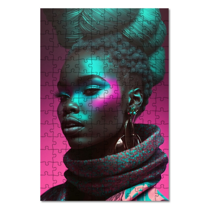 Dřevěné puzzle Růžová modelka