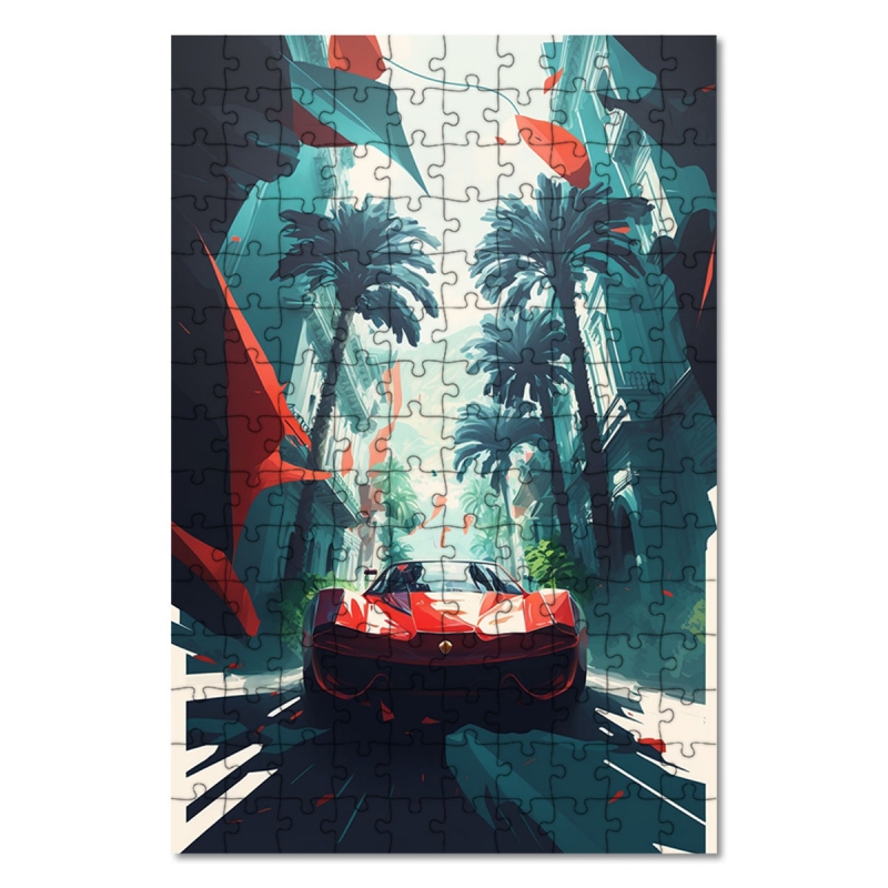 Dřevěné puzzle Supersport v ulicích