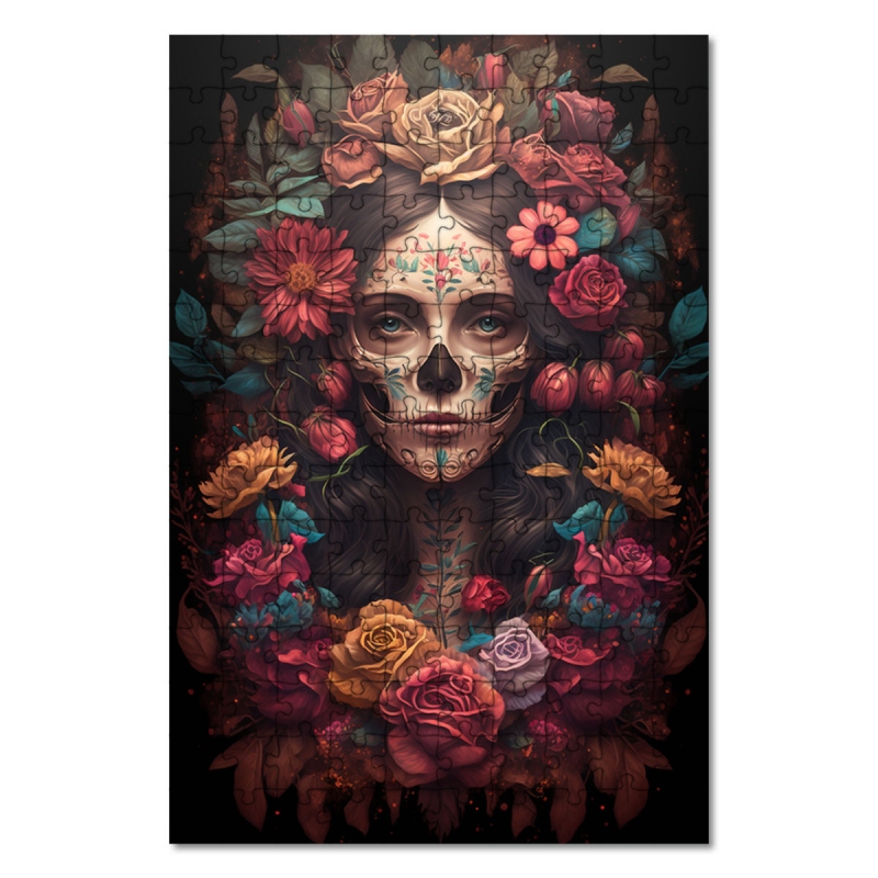 Dřevěné puzzle Santa Muerte 1