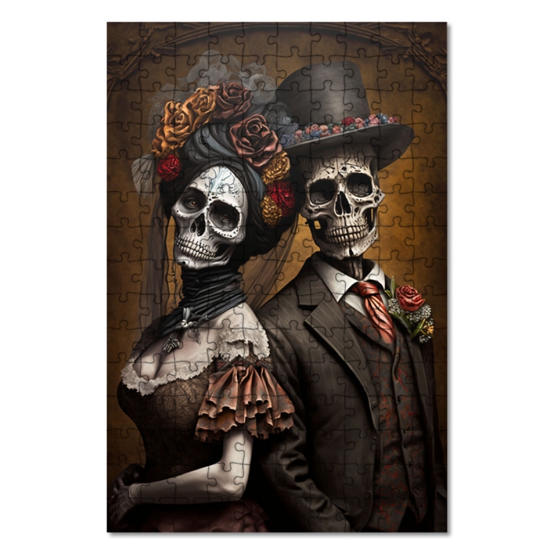 Dřevěné puzzle Živá - mrtvý