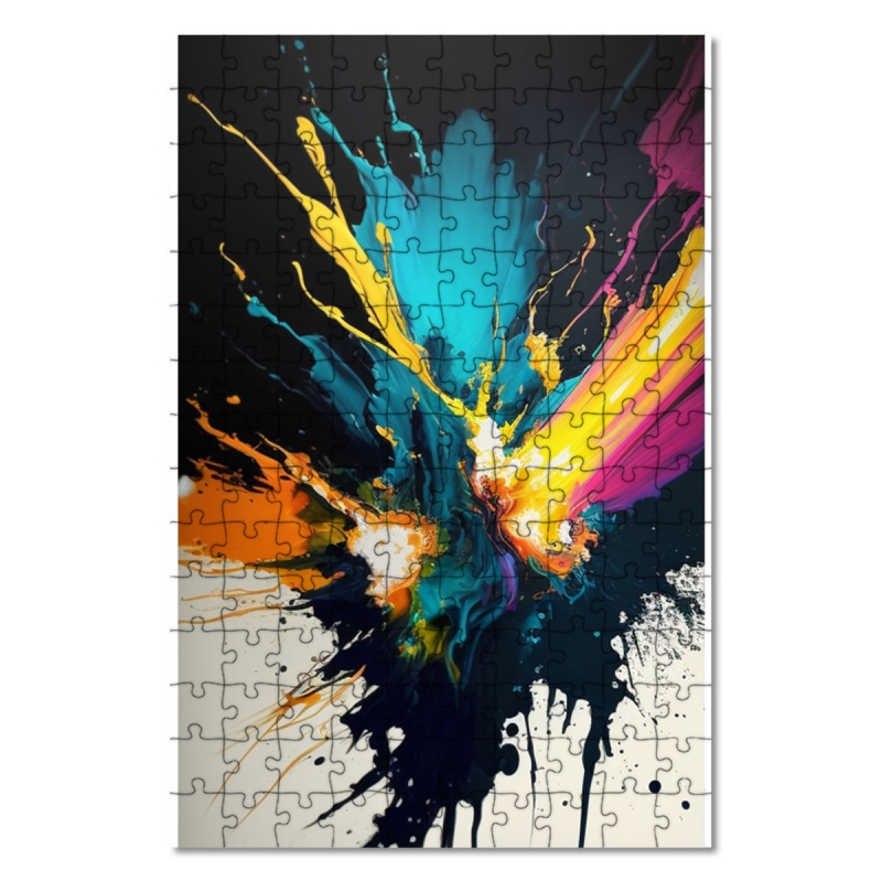 Dřevěné puzzle Barevné cákance 1