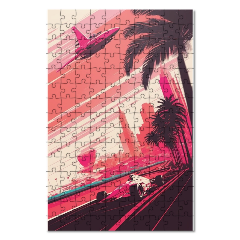 Dřevěné puzzle Závodní auto