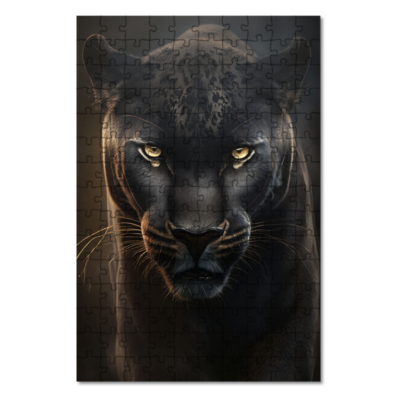 Dřevěné puzzle Černý panter na lovu