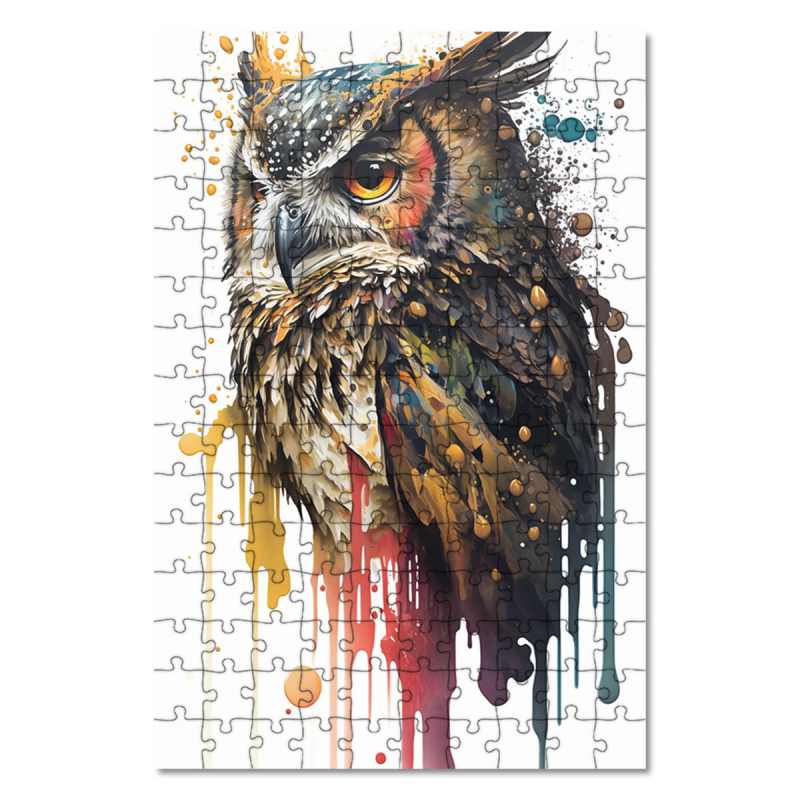 Dřevěné puzzle Graffiti sova