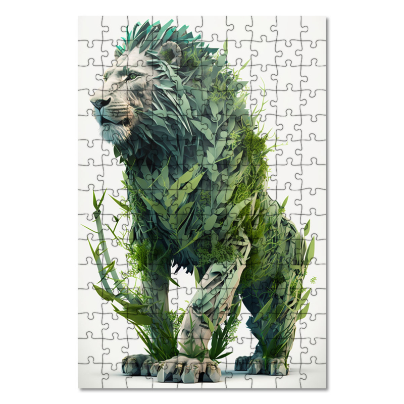 Dřevěné puzzle Přírodní lev