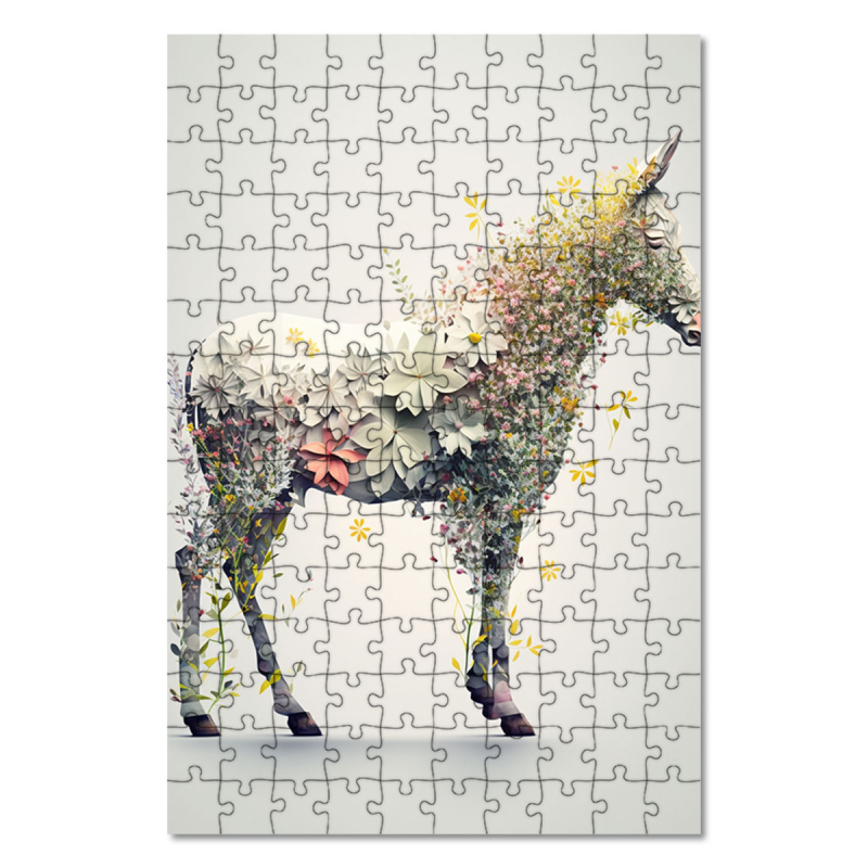 Dřevěné puzzle Květinový kůň