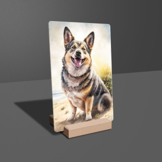 Švédský Vallhund akvarel