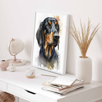 Black and Tan Coonhound akvarel