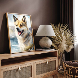 Norský buhund akvarel