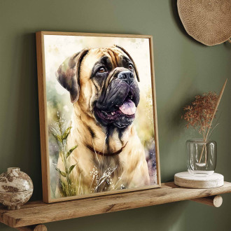 Bullmastiff akvarel