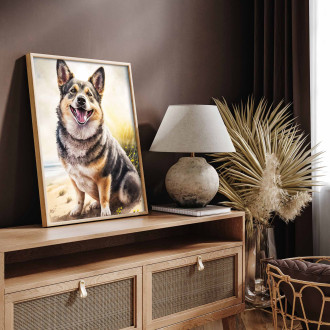 Švédský Vallhund akvarel