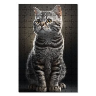Dřevěné puzzle Americká krátkosrstá kočka akvarel