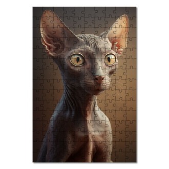 Dřevěné puzzle Orientální kočka akvarel