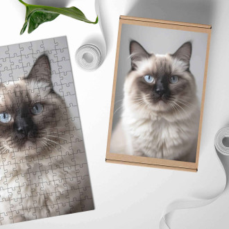 Dřevěné puzzle Birma kočka realistic