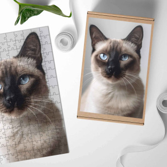 Dřevěné puzzle Siamská kočka realistic