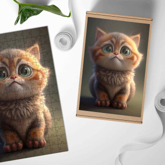 Dřevěné puzzle Habešská kočka animovaná