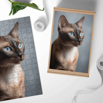 Dřevěné puzzle Orientální kočka realistic