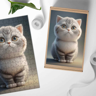 Dřevěné puzzle Americká krátkosrstá kočka animovaná
