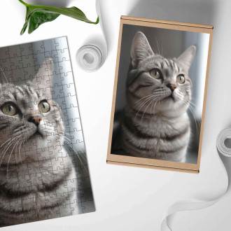 Dřevěné puzzle Americká krátkosrstá kočka realistic