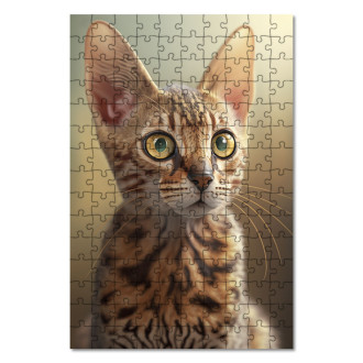 Dřevěné puzzle Ocicat kočka akvarel