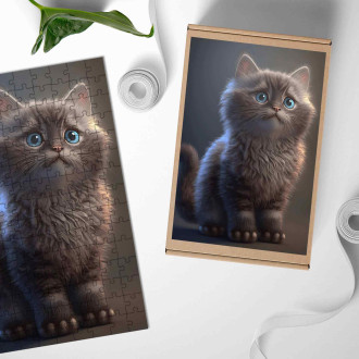 Dřevěné puzzle Sibiřská kočka animovaná