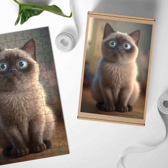 Dřevěné puzzle Tonkinská kočka animovaná