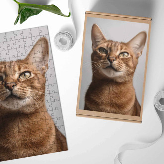 Dřevěné puzzle Habešská kočka realistic