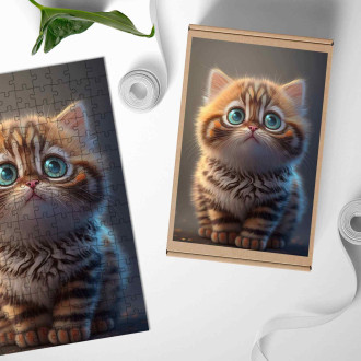 Dřevěné puzzle Bengálská kočka animovaná