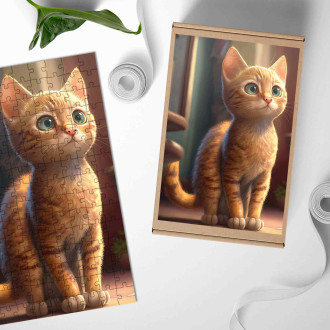 Dřevěné puzzle Ocicat kočka animovaná