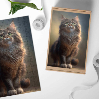 Dřevěné puzzle Mainská mývalí kočka animovaná
