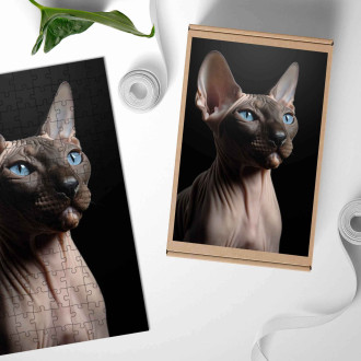 Dřevěné puzzle Sphynx kočka realistic