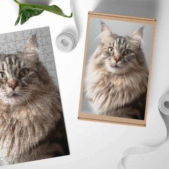 Dřevěné puzzle Sibiřská kočka realistic