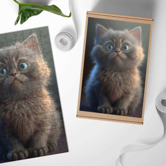 Dřevěné puzzle Barmská kočka animovaná