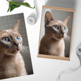 Dřevěné puzzle Barmská kočka realistic