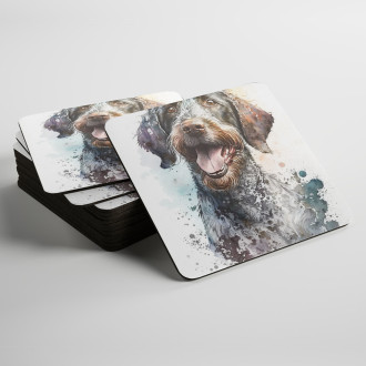 Podtácky Německý ohař drátosrstý akvarel