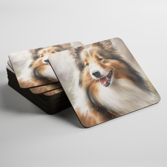 Podtácky Shetlandský ovčák akvarel