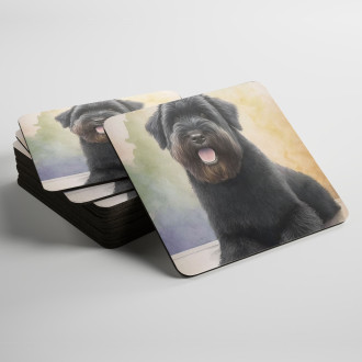 Podtácky Černý ruský teriér akvarel
