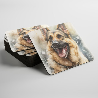 Podtácky Německý ovčák akvarel