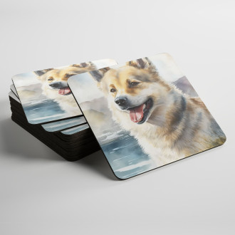 Podtácky Norský buhund akvarel