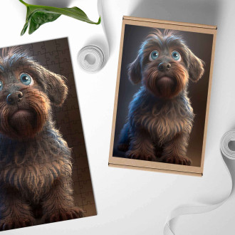 Dřevěné puzzle Český fousek animovaný