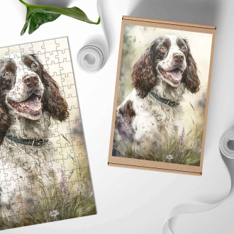 Dřevěné puzzle Anglický špringršpaněl akvarel